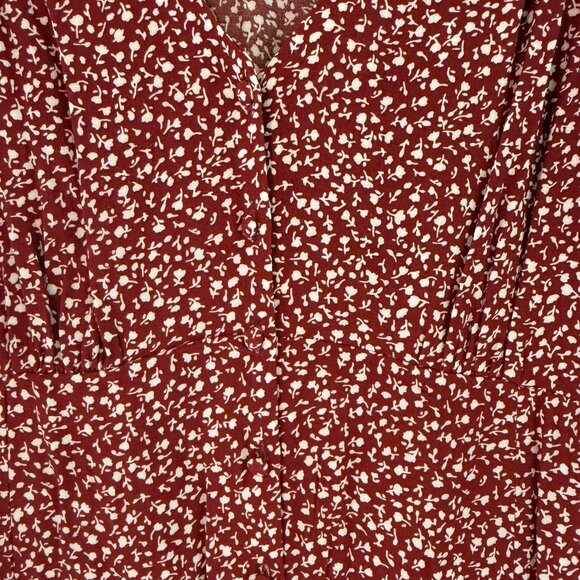 Levi’s Sarina Short-Sleeve Midi Dress | Red Floral | Size Large - Picture 4 of 6